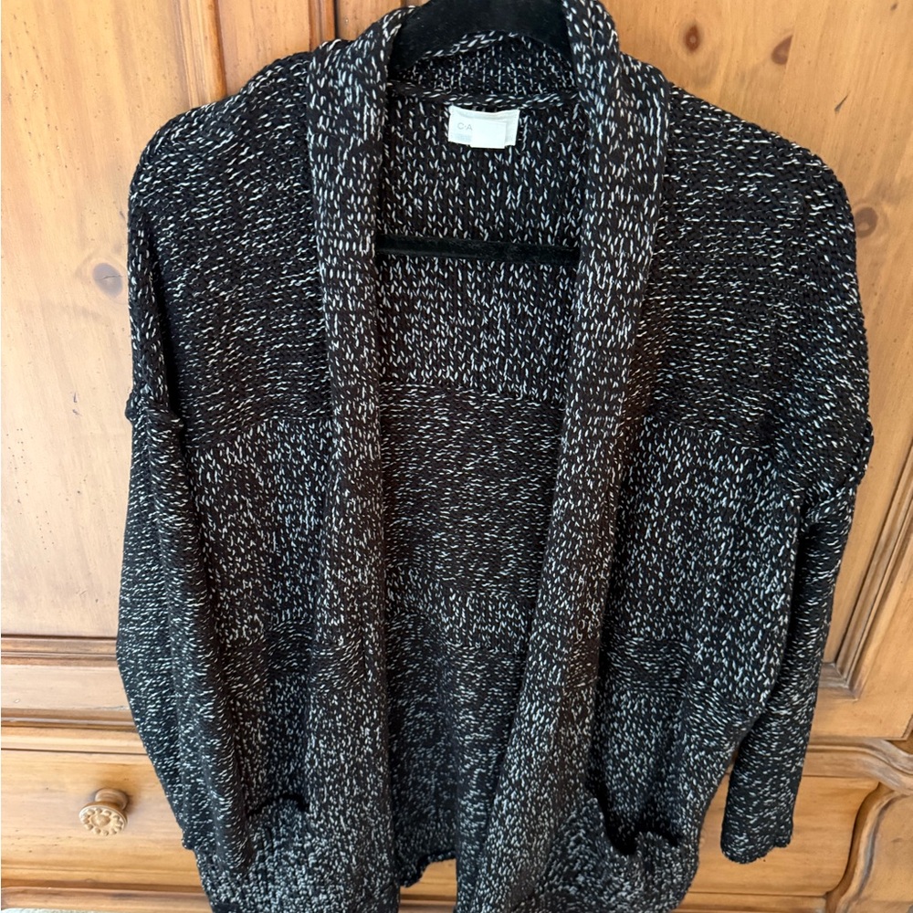 Caslon Black and White Open-Front Cardigan